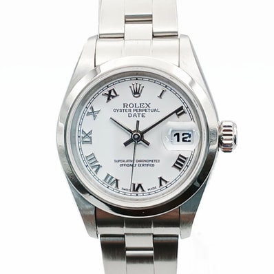 ROLEX ロレックス オイスターパーペチュアル デイト ローマ数字 Y番 26mm 自動巻き オイスターブレス 腕時計 79160 ステンレススチール ホワイト シルバー レディース【中古】