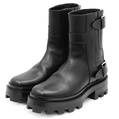 【極美品】HERMES エルメス ショートブーツ サイズ 35 ジェイミー レディース レザー バックジップ ストラップ シルバーバックル ラバーソール 厚底 シューズ 革靴 箱・袋付属 ブラック 黒 イタリア製 WS242067Z