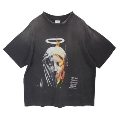 SAINT MICHAEL セントマイケル 25SS SM-HR8-0000-002 S/S TEE DEVIL DADDY デビル ダディ クルーネック 半袖 Tシャツ チャコール系 L【中古】