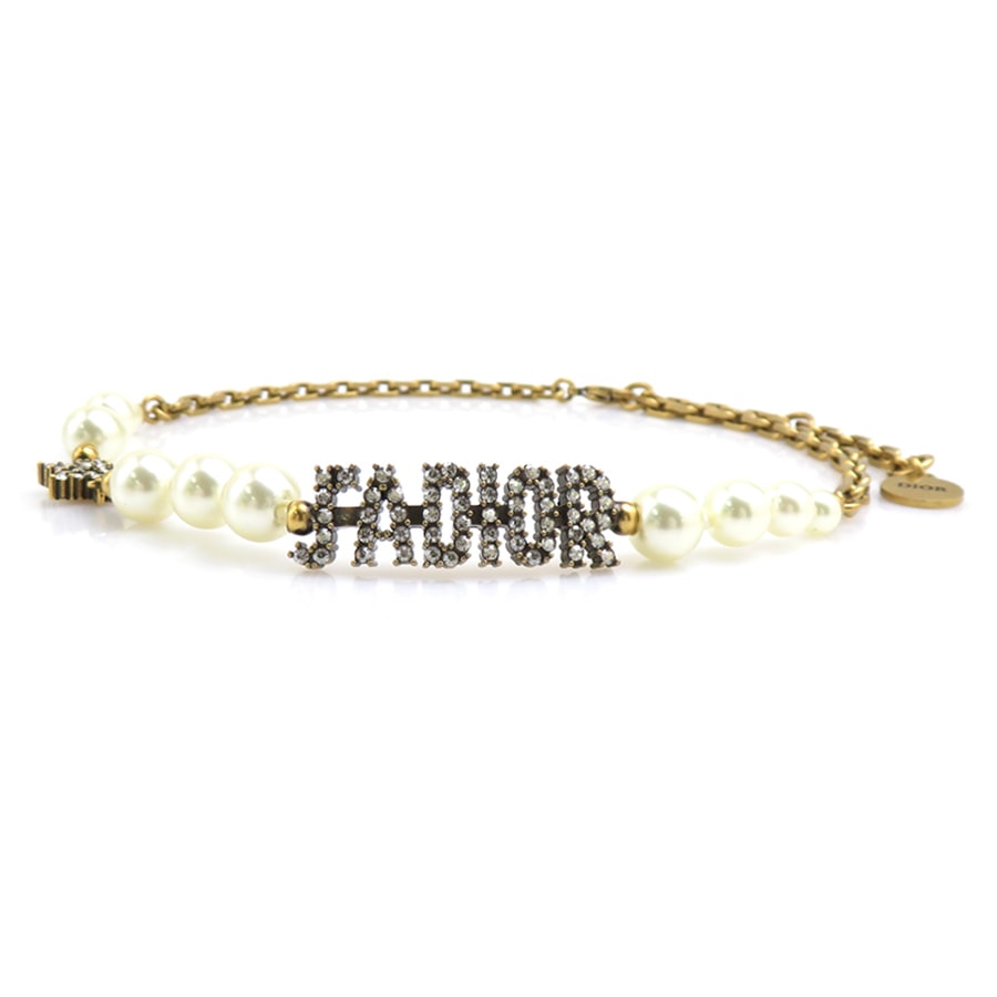 クリスチャンディオール Christian Dior チョーカー JA DIOR メタル/フェイクパール ゴールド/ホワイト レディース【中古】 56947i