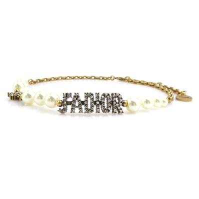 クリスチャンディオール Christian Dior チョーカー JA DIOR メタル/フェイクパール ゴールド/ホワイト レディース【中古】 56947i
