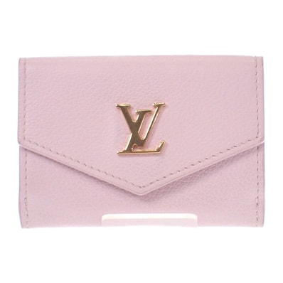ルイヴィトン LOUIS VUITTON ポルトフォイユ・ロックミニ M80088 三つ折り財布 カーフ ライトピンク ゴールド金具 レディース【中古】【ABランク】
