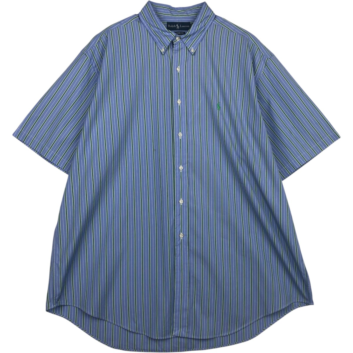 古着 ラルフローレン Ralph Lauren CLASSIC FIT 半袖 ボタンダウン ストライプシャツ メンズXXL相当/eaa637746