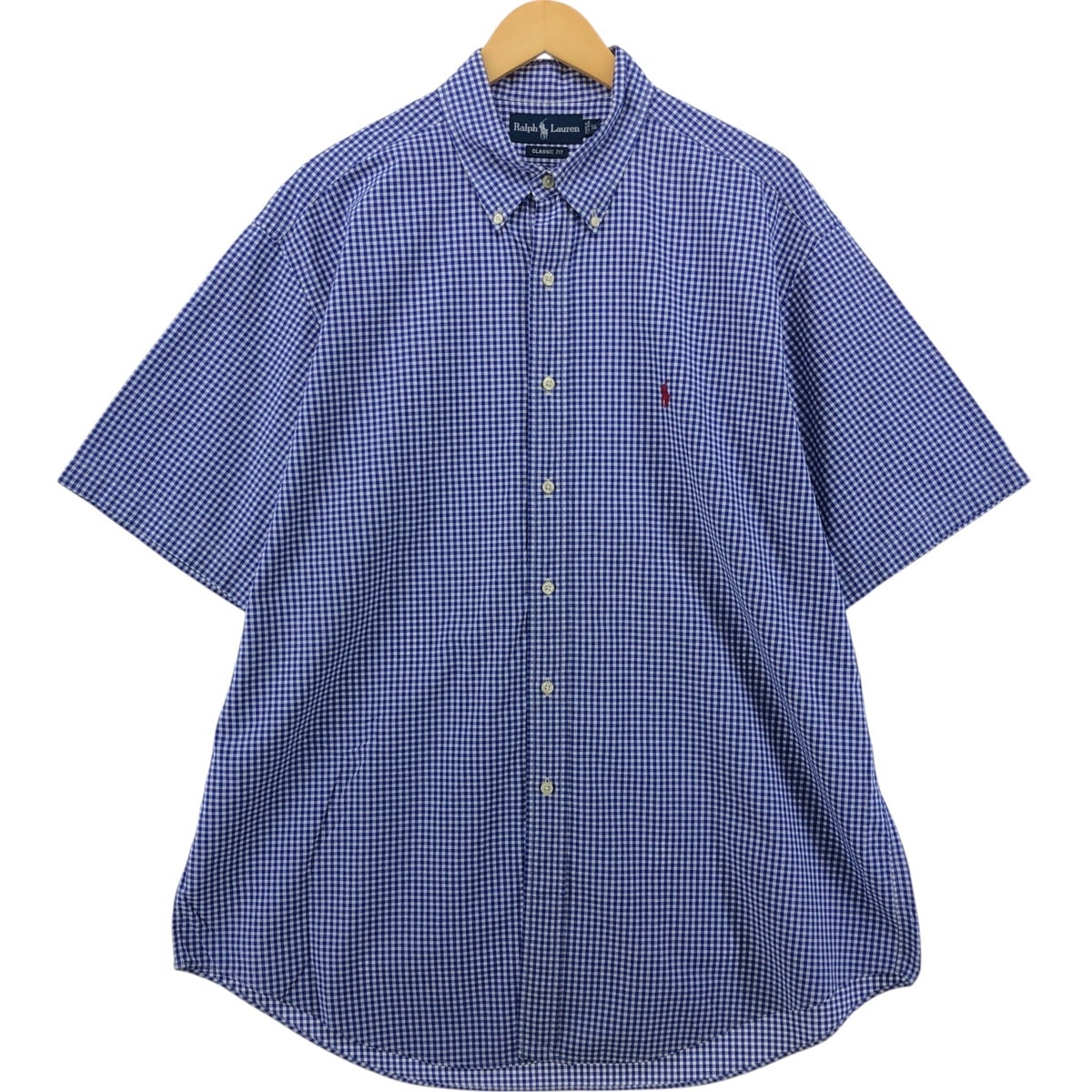 古着 ラルフローレン Ralph Lauren CLASSIC FIT ギンガムチェック 半袖 ボタンダウン チェックシャツ メンズXL相当/eaa552703