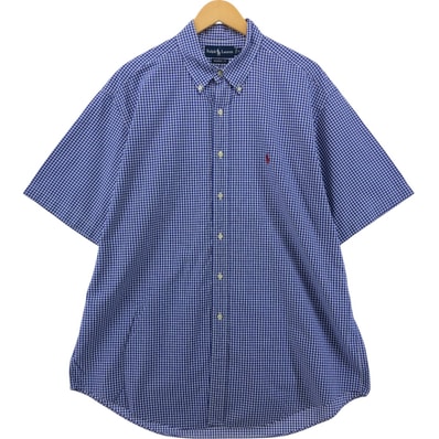 古着 ラルフローレン Ralph Lauren CLASSIC FIT ギンガムチェック 半袖 ボタンダウン チェックシャツ メンズXL相当/eaa552703