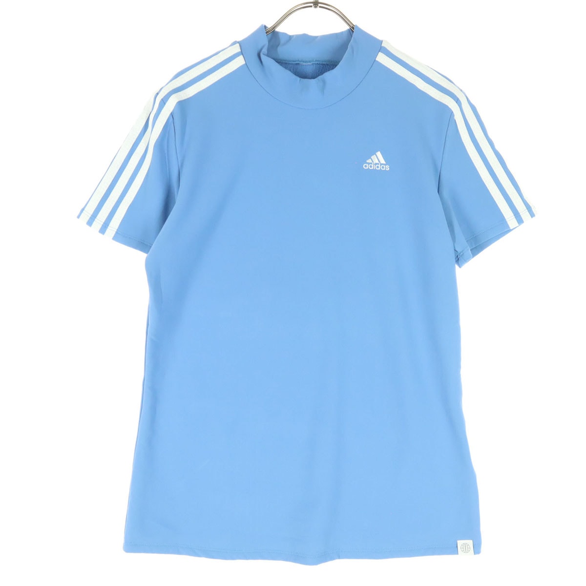 美品 adidas アディダス ワンポイントロゴ 半袖 トレーニング Tシャツ M ライトブルー系