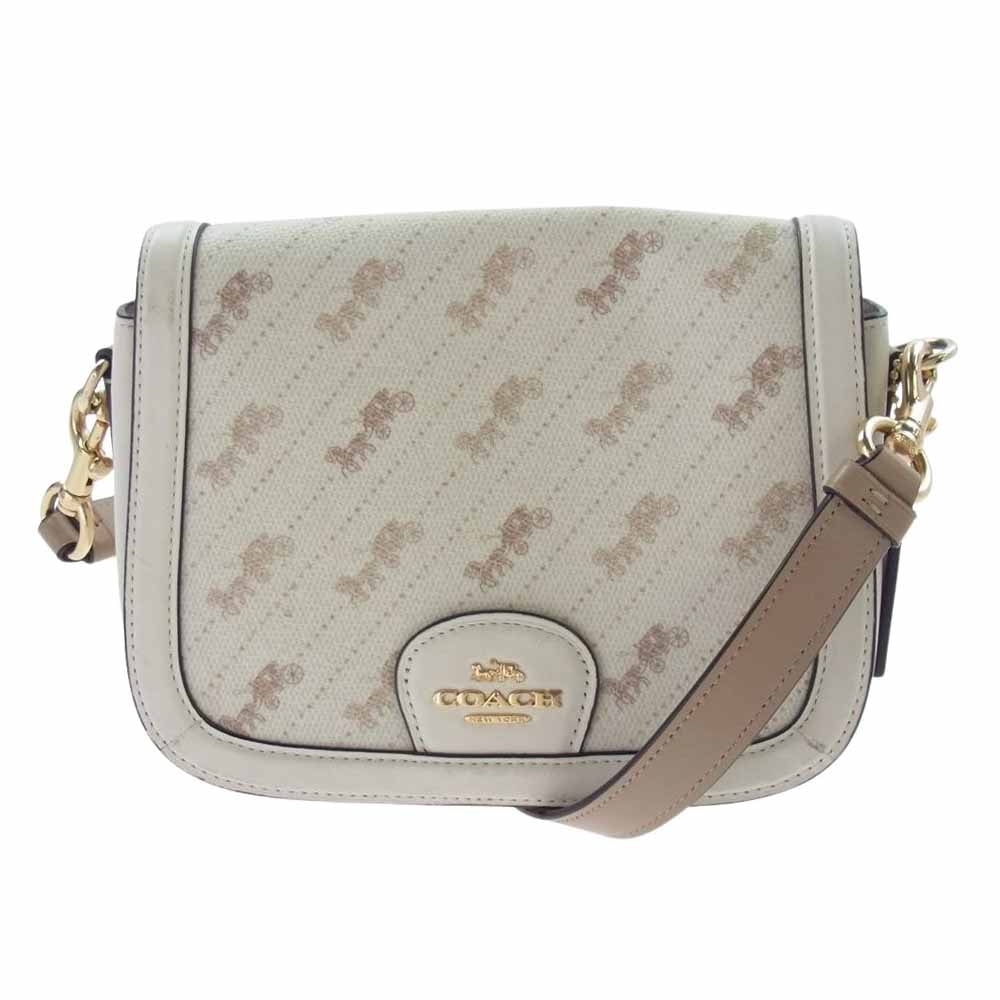 COACH コーチ ショルダーバッグ C4059 IMBLK ホース アンド キャリッジ ショルダーバッグ オフホワイト系【中古】