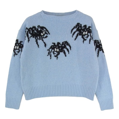 PRADA プラダ ニット 18AW Spider intarsia wool and cashmere blend sweater スパイダー カシミヤ混 ウール ニット セーター ライトブルー系 36【中古】