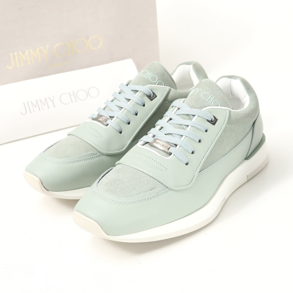 ■美品■JIMMY CHOO ジミーチュウ スニーカー サイズ40 1/2 ローカット スポーツカーフ レザー スウェード 靴【おすすめ】 イタリア製 ブランド古着【中古】20250610/RA5021