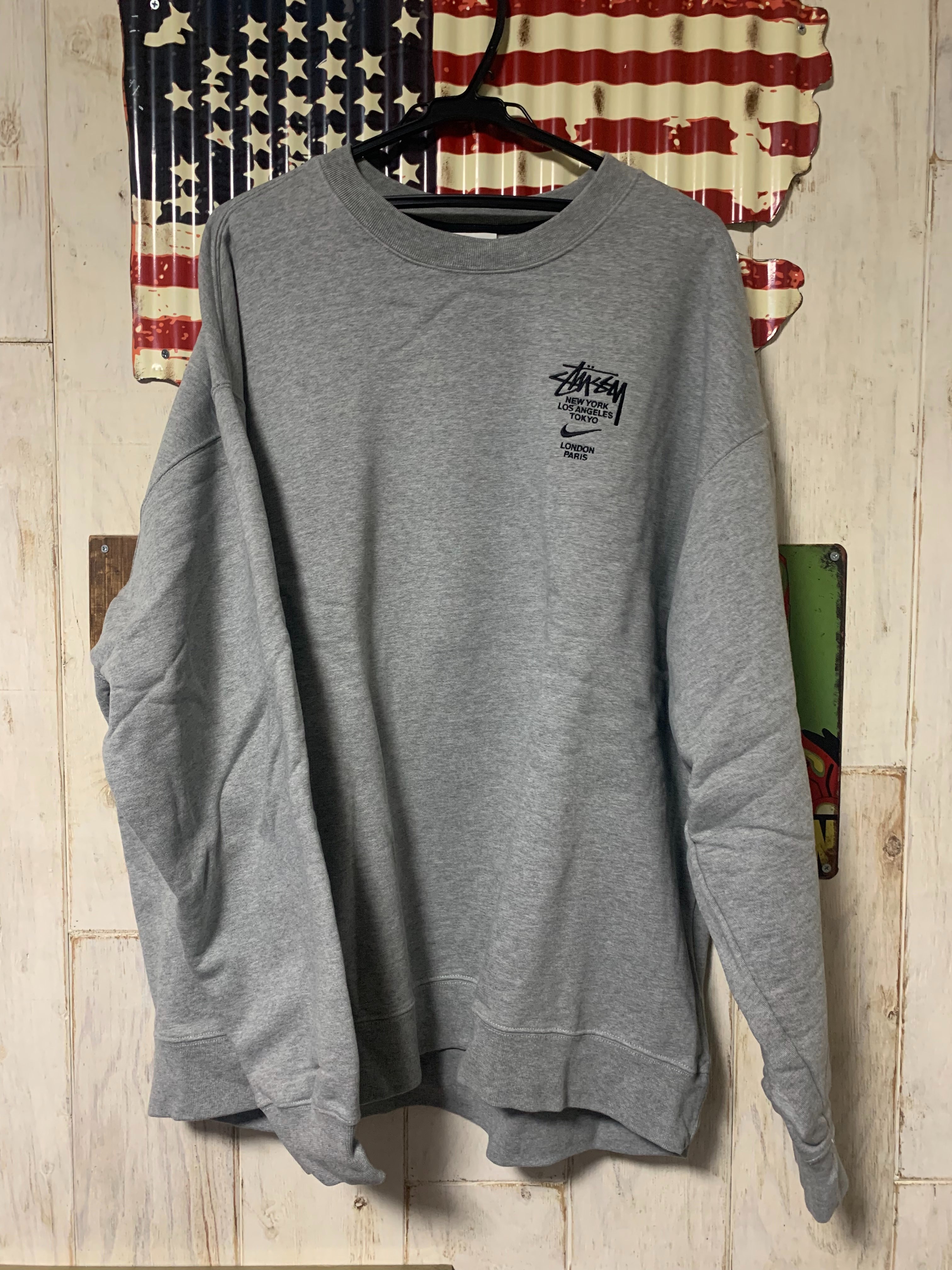 Nike x Stussy International Crewneck Sweatshirt (US Size) "Grey" DC4198-050