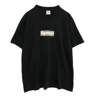 Supreme シュプリーム Tシャツ Box Logo Tee バーバリー ボックスロゴ クルーネック 半袖Tシャツ カットソー ブラック系 M【中古】