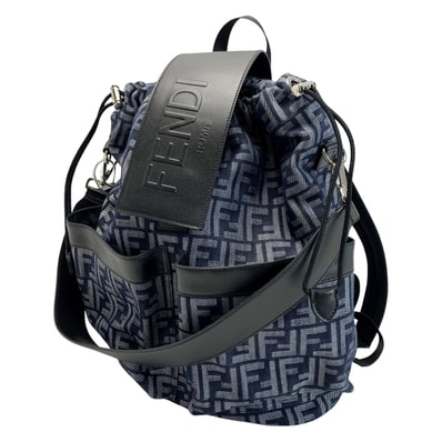 FENDI フェンディ リュック ズッカ FFジャガードストライクミディアム 7VZ070 ブルー×ブラック ファブリック レザー
