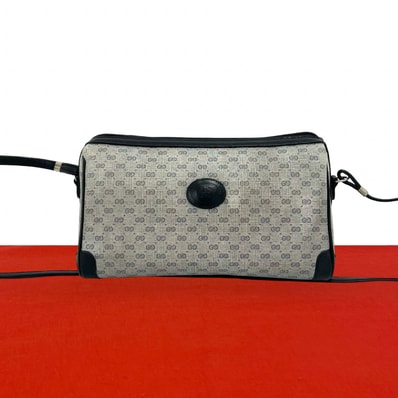 GUCCI グッチ マイクロGG ロゴ レザー PVC ショルダーバッグ ネイビー
65161