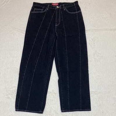 Supreme Paneled Stripe Baggy Jean "Black"