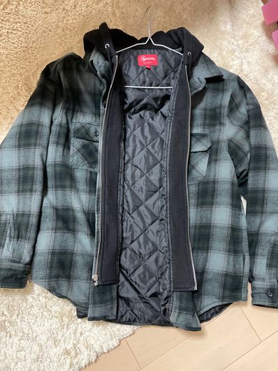 Supreme Hooded Flannel Zip Up Shirt "Black"