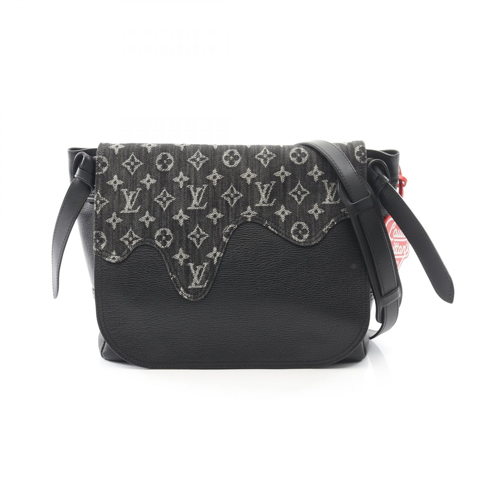 ルイ・ヴィトン LOUIS VUITTON × NIGO ブサス トーキョー ショルダーバッグ バッグ キャンバス レザー モノグラム・デニム ノワール メンズ ブラック系 M45971 【中古】