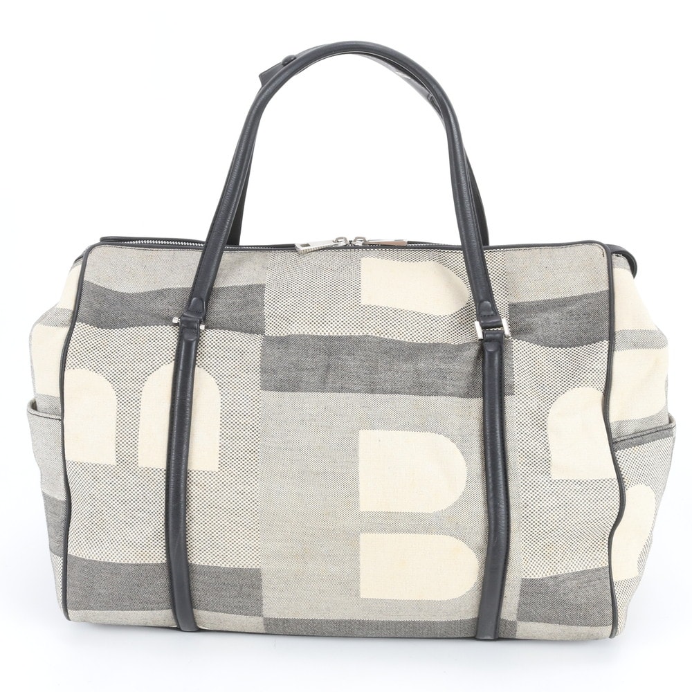 ■美品 バリー ビジーBボストン バッグ レザー×キャンバス