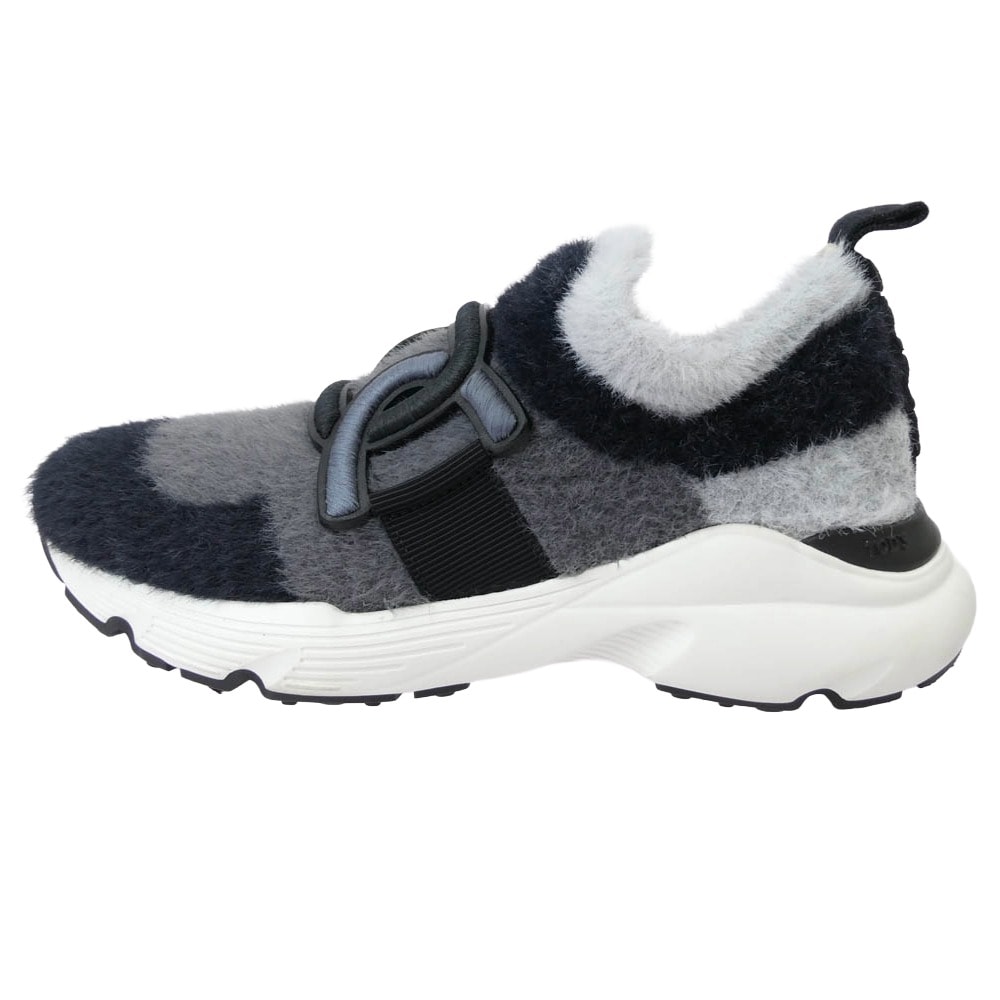 TOD’S トッズ スニーカー ケイト ファー ファブリック スニーカー ブラック系 グレー系 23cm【中古】