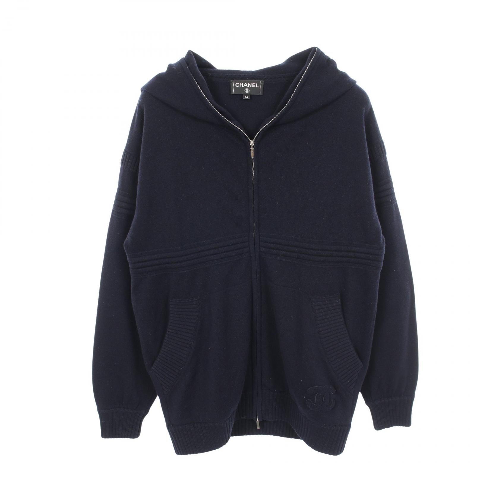 シャネル CHANEL ココマーク ニット パーカー 衣料品 トップス カシミヤ レディース ネイビー系 【中古】