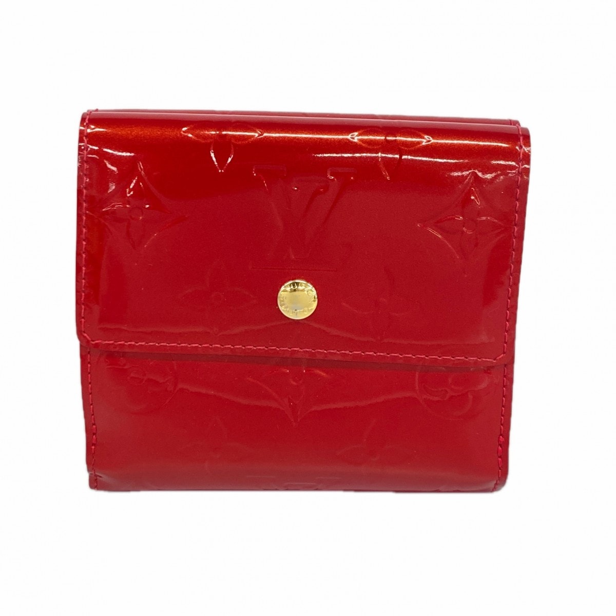 【6dc2718-k】ルイヴィトン 三つ折り財布 ヴェルニ ポルトモネビエカルトクレディ M91982 ポムダムール【中古】レディース