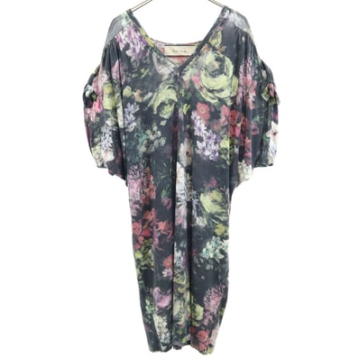Paul Smith ポールスミス 花柄 ノースリーブ Vネック ワンピース M チャコールブラック 他