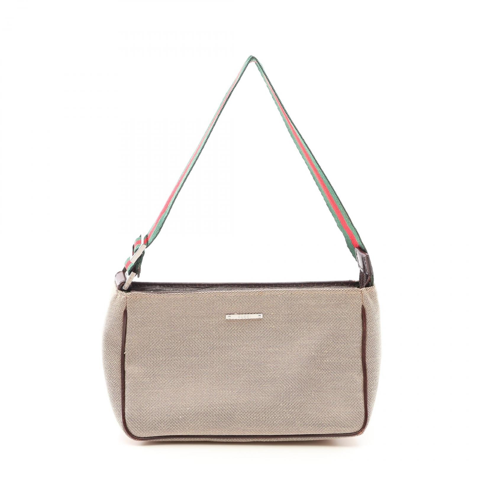 グッチ GUCCI シェリーライン ハンドバッグ バッグ キャンバス レザー レディース ベージュ系 / マルチカラー 106644 【中古】