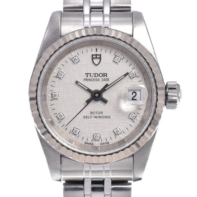 チューダー TUDOR 92414 プリンセスデイト 10Pダイヤモンド シルバー 自動巻き レディース 良品 保証書付き 腕時計 K#147915