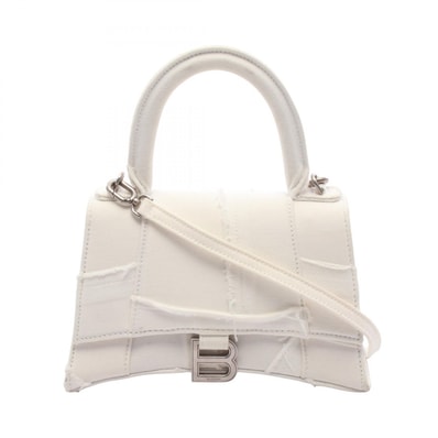 バレンシアガ BALENCIAGA アワーグラス スモール 2WAY ハンドバッグ バッグ デニム レディース ホワイト系 593546 【中古】