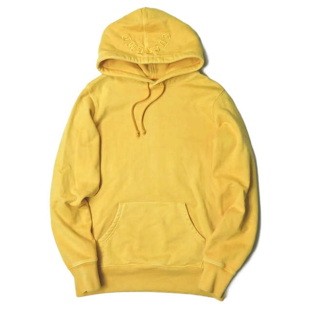 SUPREME シュプリーム 17SS Overdyed Hooded Sweatshirt オーバーダイ スウェットプルオーバーパーカー S イエロー フーディー フードロゴ刺繍 トップス j2903