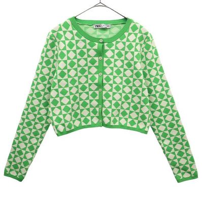 ZARA ザラ 総柄 長袖 ニットカーディガン