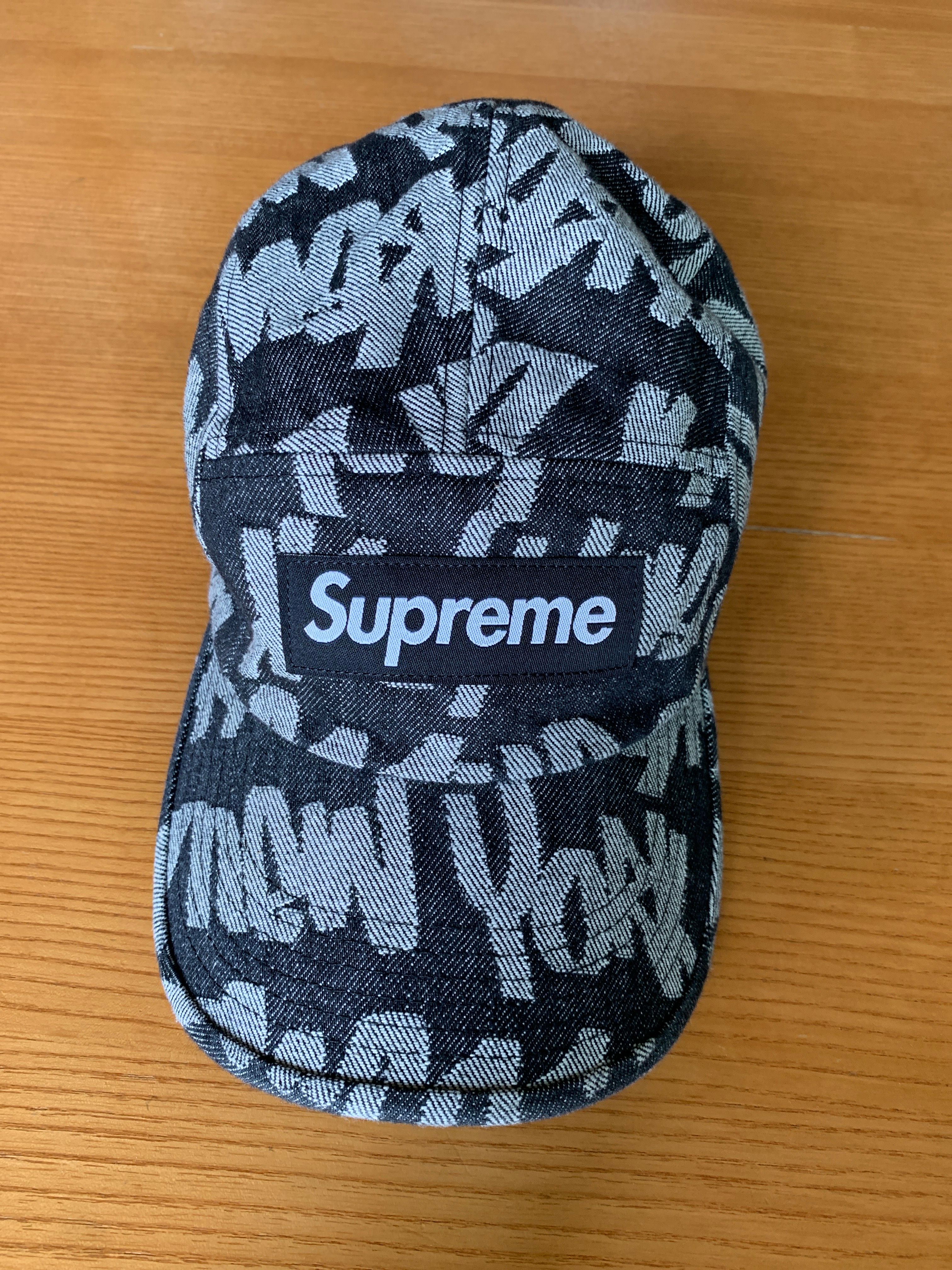 Supreme Fat Tip Jacquard Denim Camp Cap "Black"