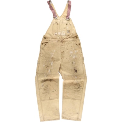 古着 カーハート Carhartt ペイント ダブルニー ダック オーバーオール メンズw37相当/evb010552