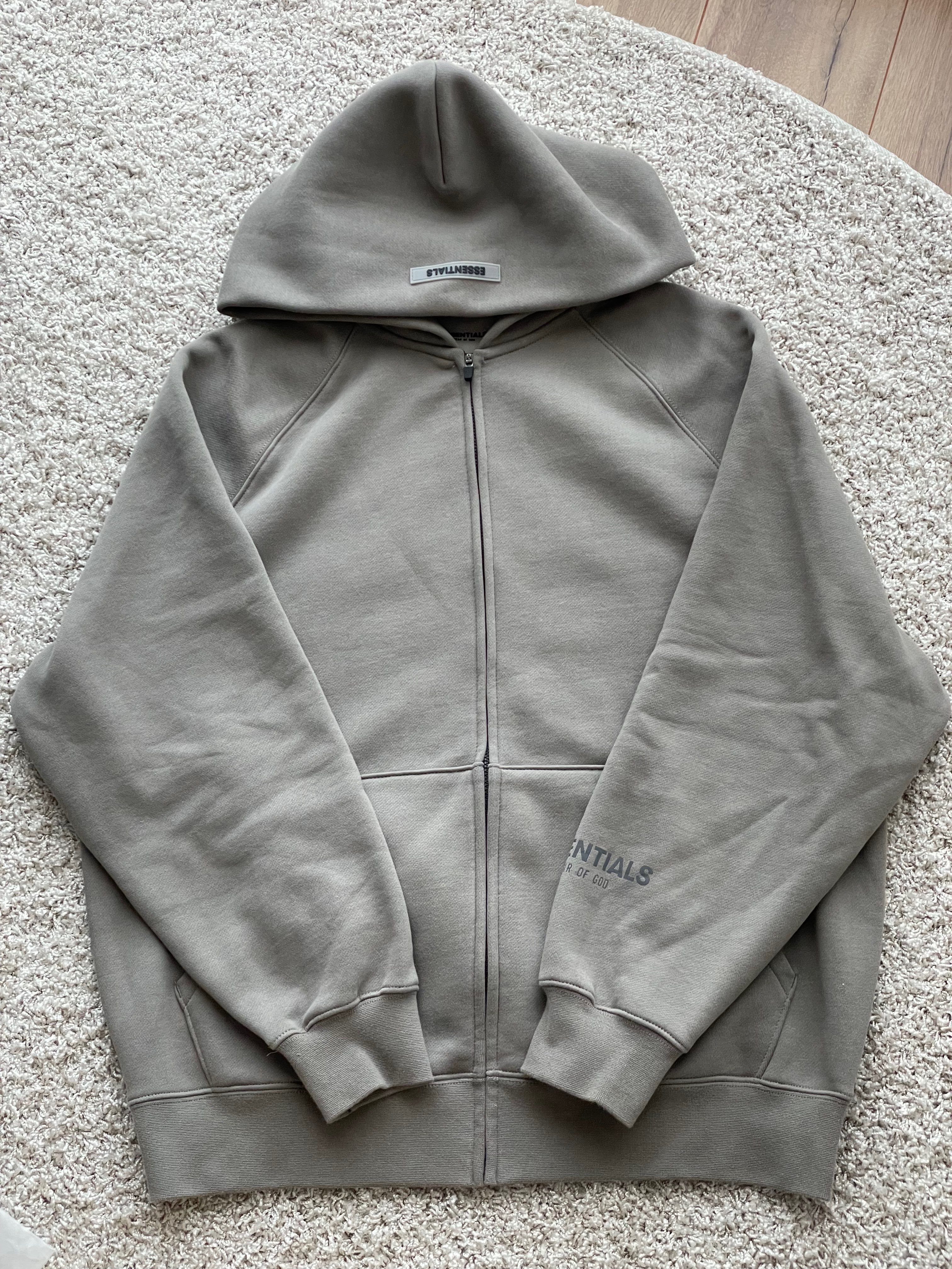 FEAR OF GOD ESSENTIALS 3D Silicon Applique Full Zip Up Hoodie "Gray Flannel/Charcoal"