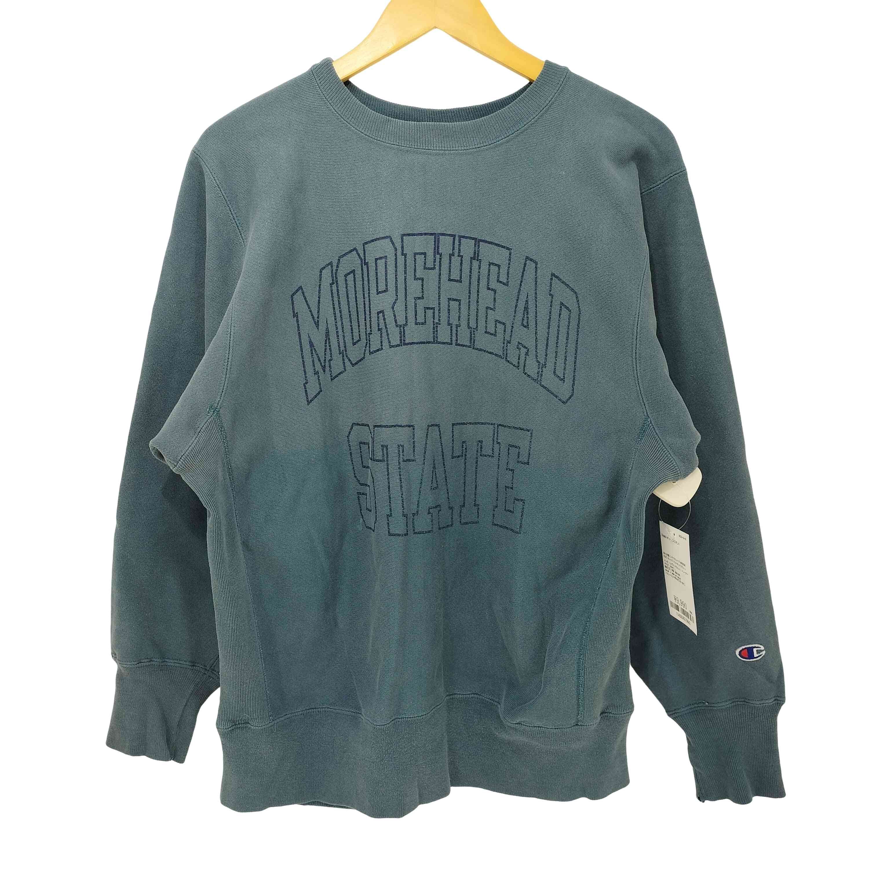 90s USA製 リバースウィーブ MOREHEAD STATE カレッジ クルーネックスウェット【1142836215643】