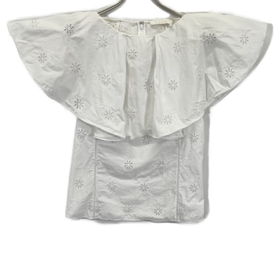 クロエ CHC23SHT2748110136 ホワイト コットン ラッフル ブラウス 36