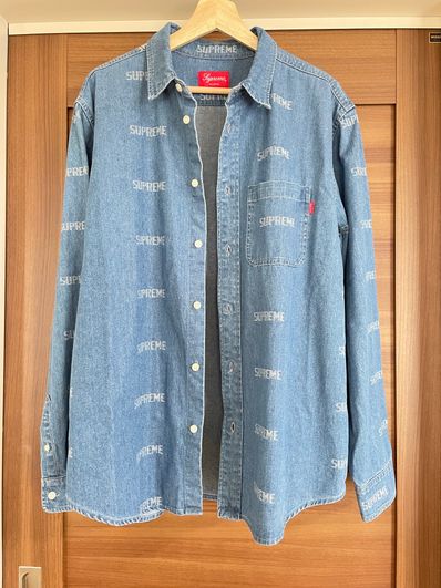 Supreme Warp Jacquard Logos Denim Shirt "Blue"