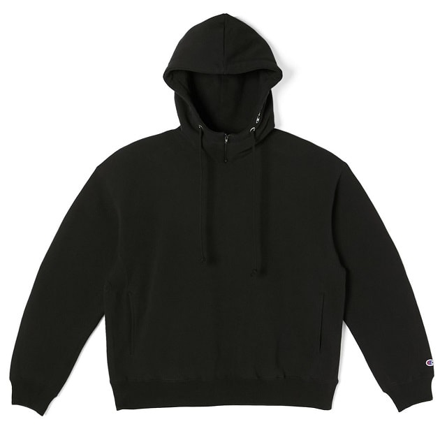 新品 N.HOOLYWOOD x Champion エヌハリウッド ミスターハリウッド チャンピオン 25SS 別注 MOCK NECK HOODIE モックネックフーディー C8-B113 L BLACK NEW WEAVE 裏起毛 スウェット パーカー