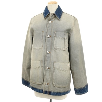 【中古】カルバンクライン Calvin Klein コットン デニムジャケット アイボリーxネイビー【サイズS(US)/M(ASIA)】【レディース】