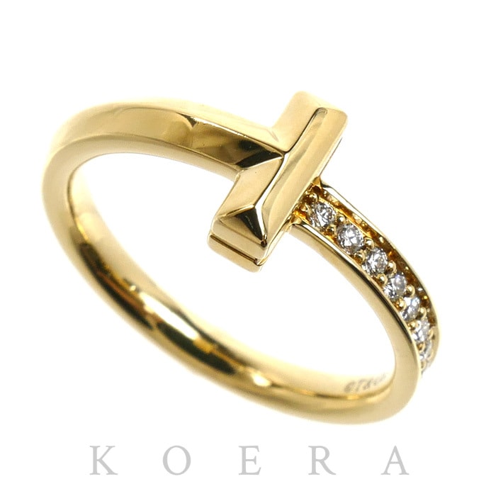 TIFFANY&Co. ティファニー K18YG イエローゴールド Tワン ナロー ダイヤ リング・指輪 67795113 ダイヤモンド0.08ct 11号 4.1g レディース【中古】