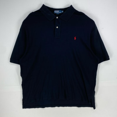 古着 ポロバイラルフローレン Polo by Ralph Lauren 半袖シャツ ワンポイント 刺繍 ポロシャツ 2XL ブラック系 メンズ