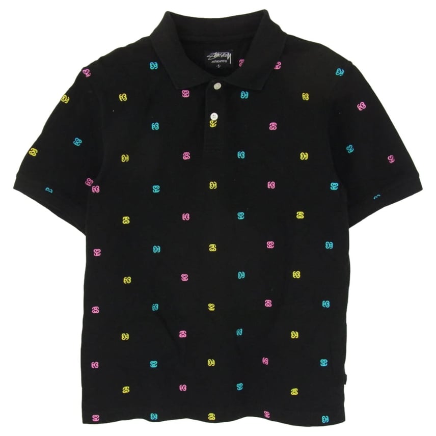 D (傷や汚れあり)】STUSSY ステューシー ポロシャツ SS モノグラム 総 D (傷や汚れあり)】STUSSY ステューシー ポロシャツ SS モノグラム 総