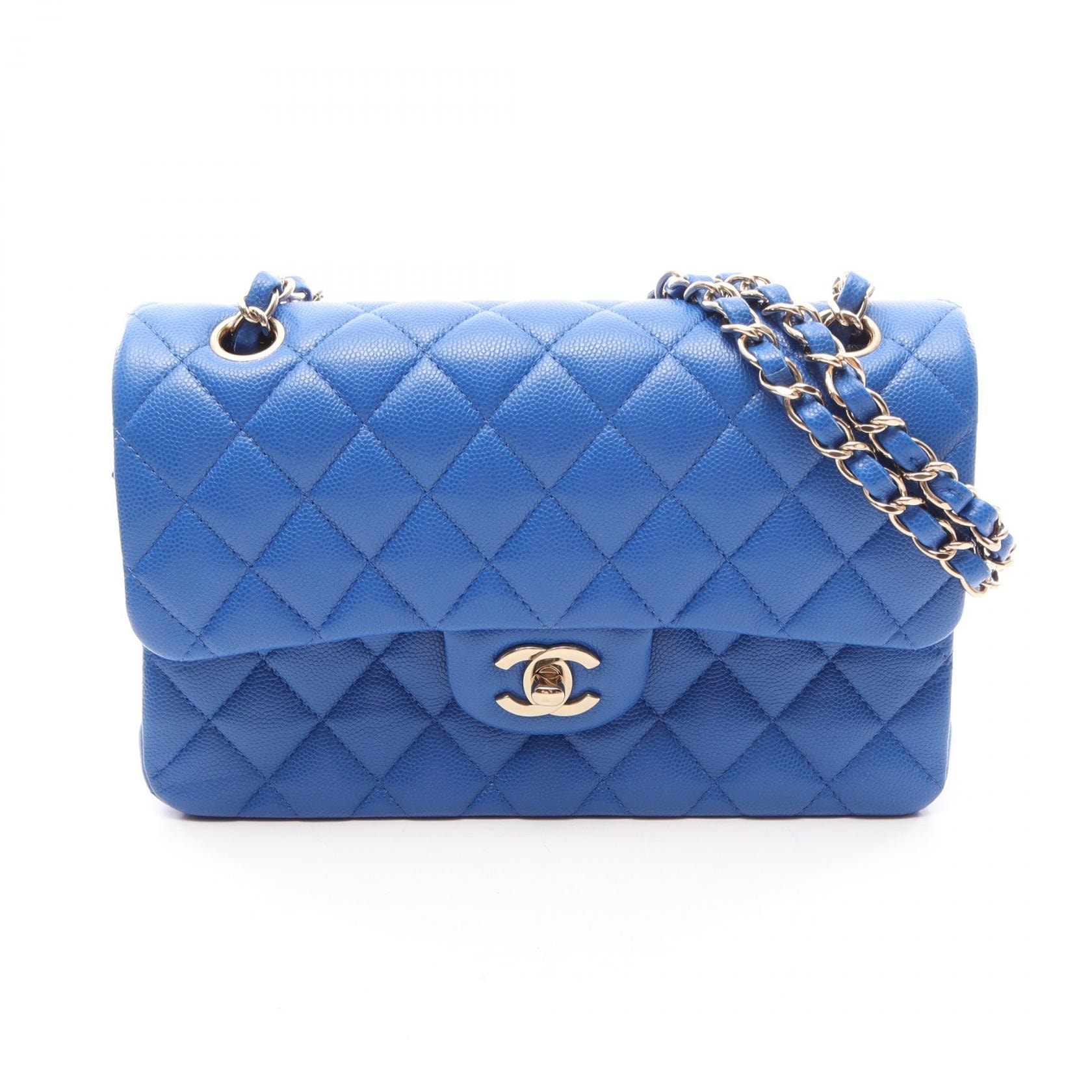 シャネル CHANEL マトラッセ Wフラップ ショルダーバッグ バッグ キャビアスキン(グレインドカーフ) レディース ブルー系 【中古】