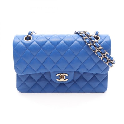 シャネル CHANEL マトラッセ Wフラップ ショルダーバッグ バッグ キャビアスキン(グレインドカーフ) レディース ブルー系 【中古】