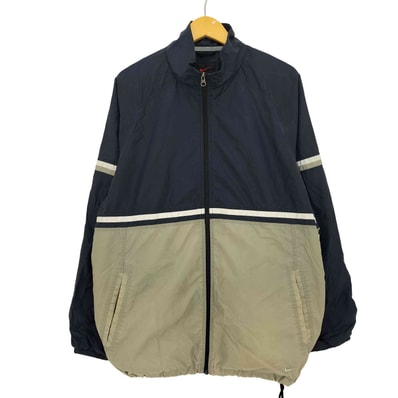 00s 黒タグ 裾スウォッシュ ツートン ジップアップ ナイロン ジャケット【1140523382791】