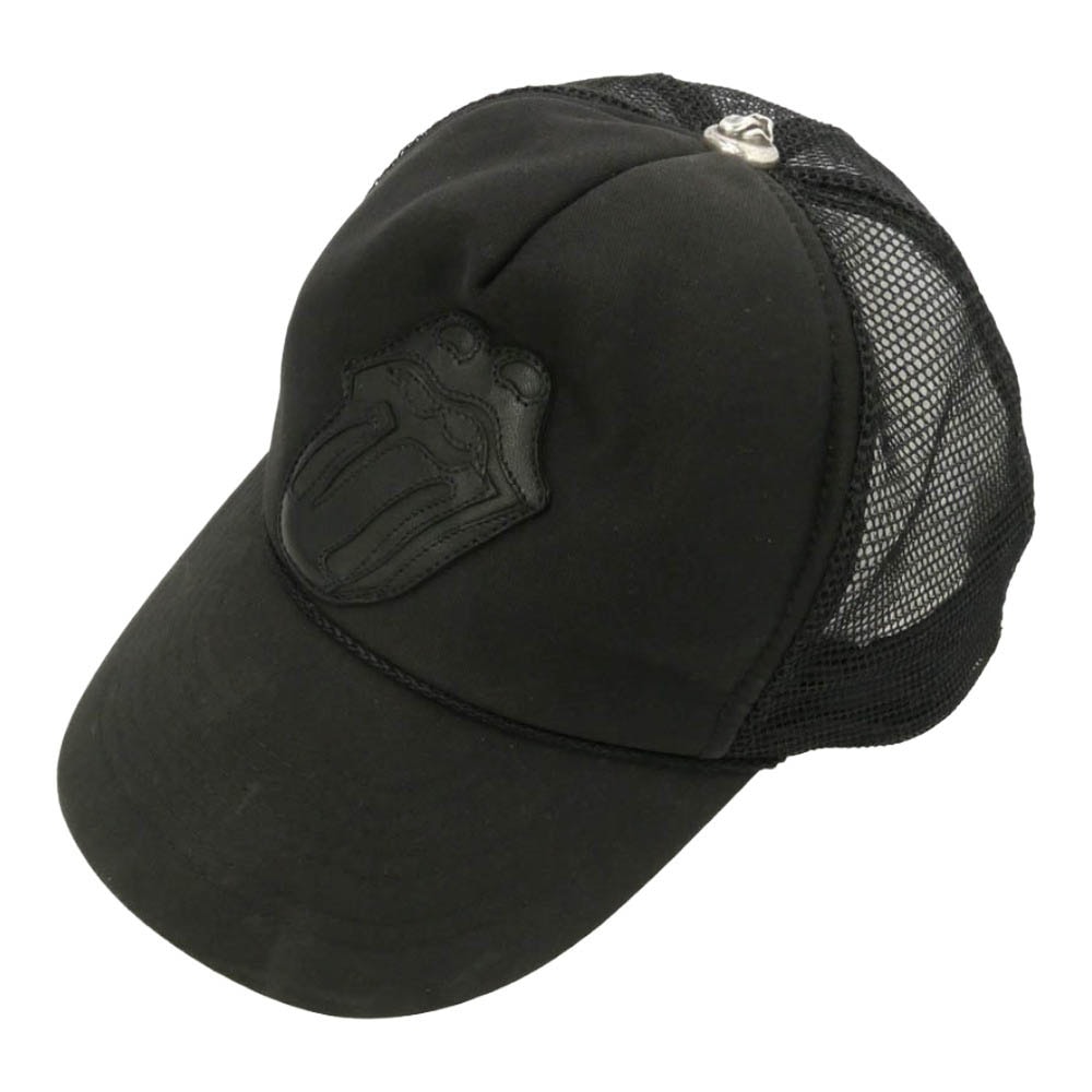 CHROME HEARTS クロムハーツ(原本無) The Rolling Stones Lip And Tongue Mesh Cap OLD オールド リップ&タン クロスボールボタン メッシュ トラッカーキャップ 帽子 ブラック系【中古】