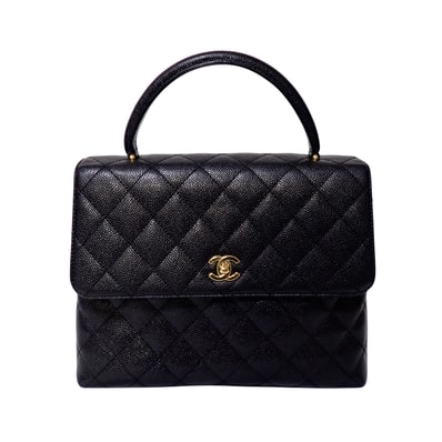 CHANEL シャネル マトラッセ トップハンドル キャビアスキン A12397 ブラック レディース ハンドバッグ