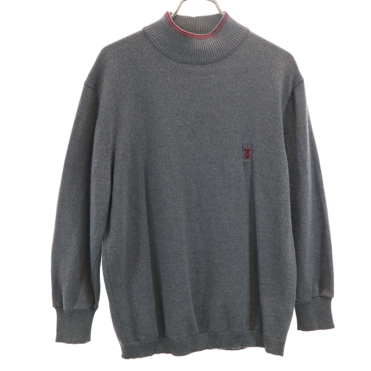 LANVIN ランバン 70s 80s ヴィンテージ 長袖 モックネック ニット 3 グレー セーター