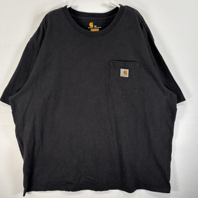 古着 カーハート Carhartt 半袖Tシャツ ワンポイント ロゴ 肉厚 大きいサイズ 2XL ブラック 無地 メンズ