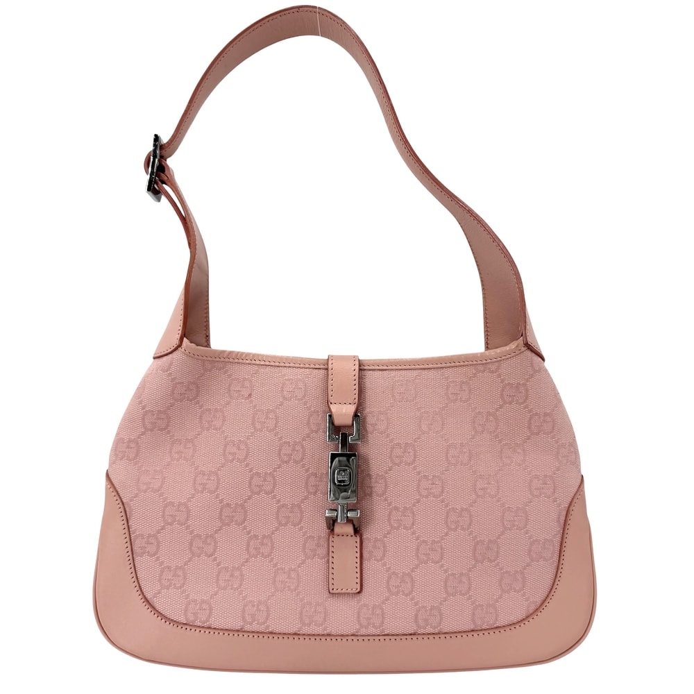 GUCCI グッチ ハンドバッグ ジャッキー 001 3735 GGキャンバス  レザー   ピンク シルバー金具 レディース【中古品】