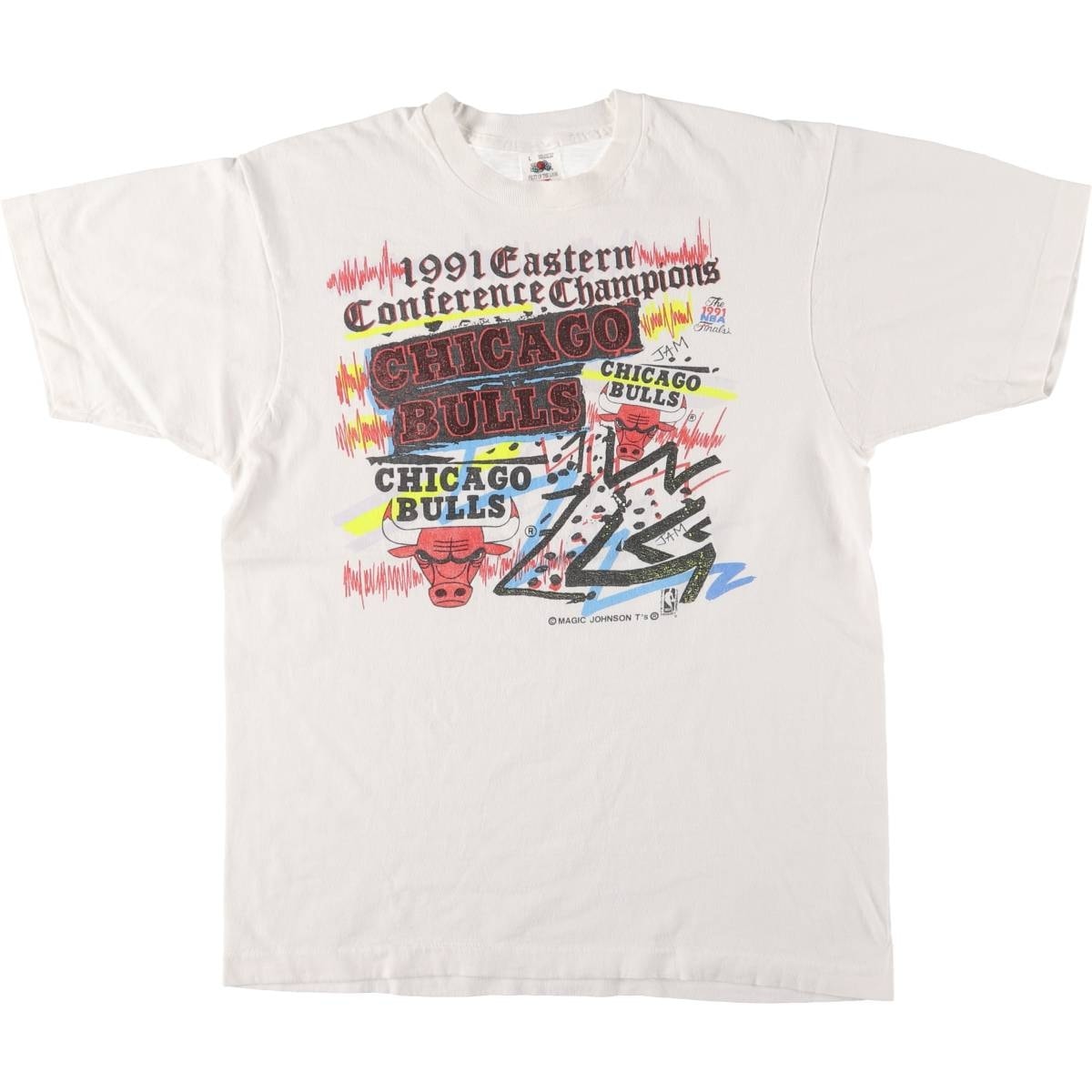 古着 90年代 フルーツオブザルーム FRUIT OF THE LOOM NBA CHICAGO BULLS シカゴ ブルズ スポーツプリントTシャツ USA製 メンズL相当 ヴィンテージ/eaa548130